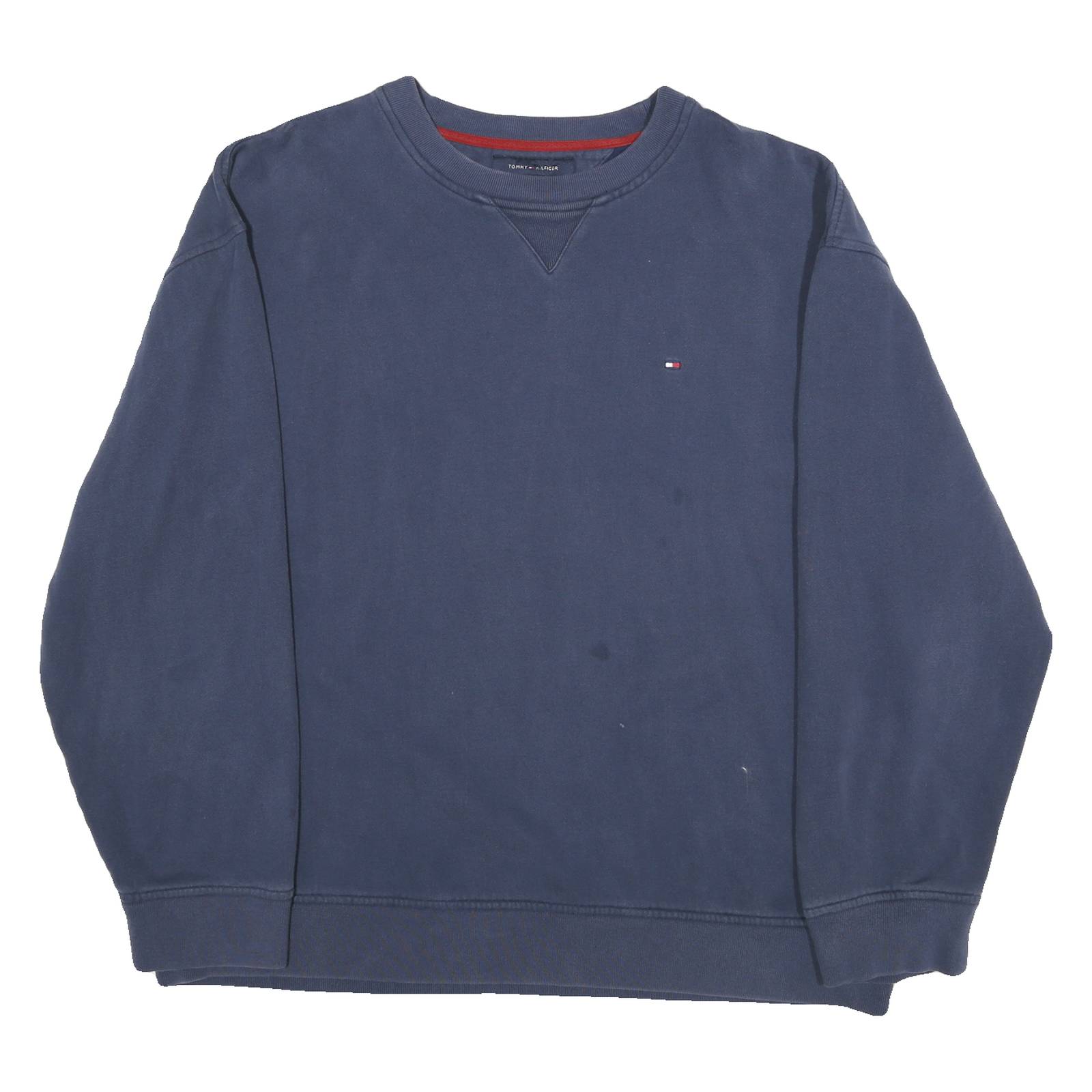 TOMMY HILFIGER Mens Blue Crew Neck XL Cotton Blend Pullover Sweatshirt Classic