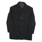 LAUREN RALPH LAUREN Mens Black Wool Button Jacket M Plain Classic Warm