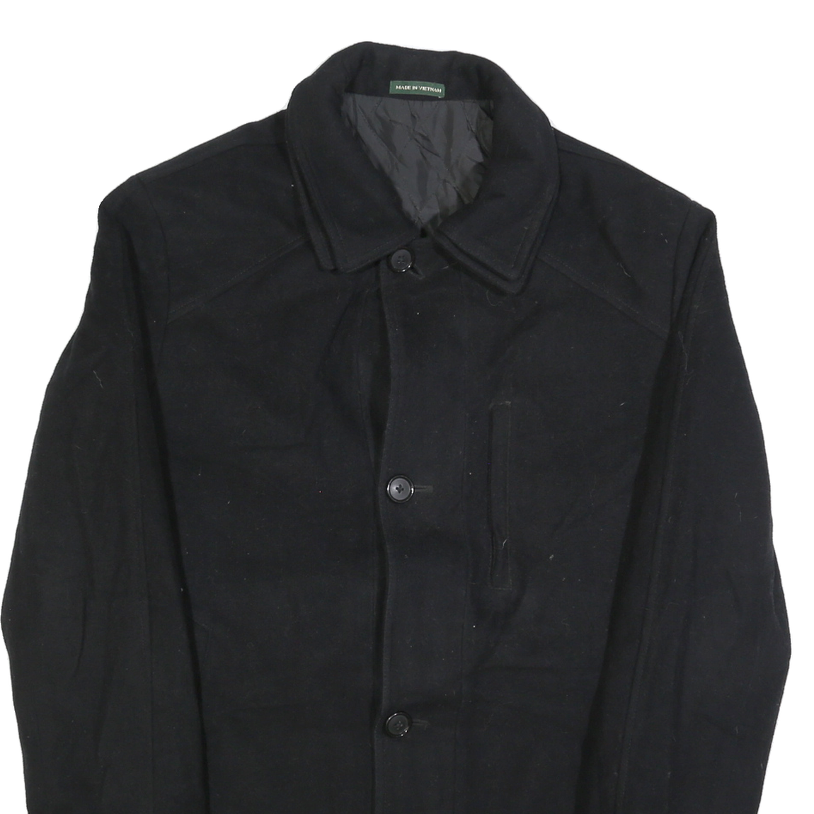 LAUREN RALPH LAUREN Mens Black Wool Button Jacket M Plain Classic Warm