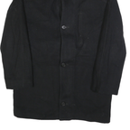 LAUREN RALPH LAUREN Mens Black Wool Button Jacket M Plain Classic Warm