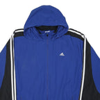 ADIDAS Mens Blue & Black Track Jacket L Woven Hooded Zip Polyester Blend