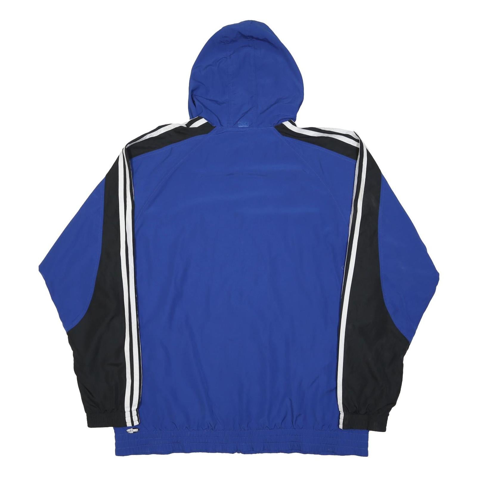 ADIDAS Mens Blue & Black Track Jacket L Woven Hooded Zip Polyester Blend