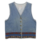 JEAN BLUE Womens Blue Denim Jacket M Cotton Button Plain Blue Pattern Vintage