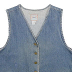 JEAN BLUE Womens Blue Denim Jacket M Cotton Button Plain Blue Pattern Vintage