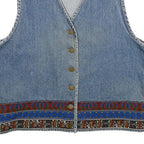 JEAN BLUE Womens Blue Denim Jacket M Cotton Button Plain Blue Pattern Vintage