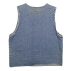 JEAN BLUE Womens Blue Denim Jacket M Cotton Button Plain Blue Pattern Vintage