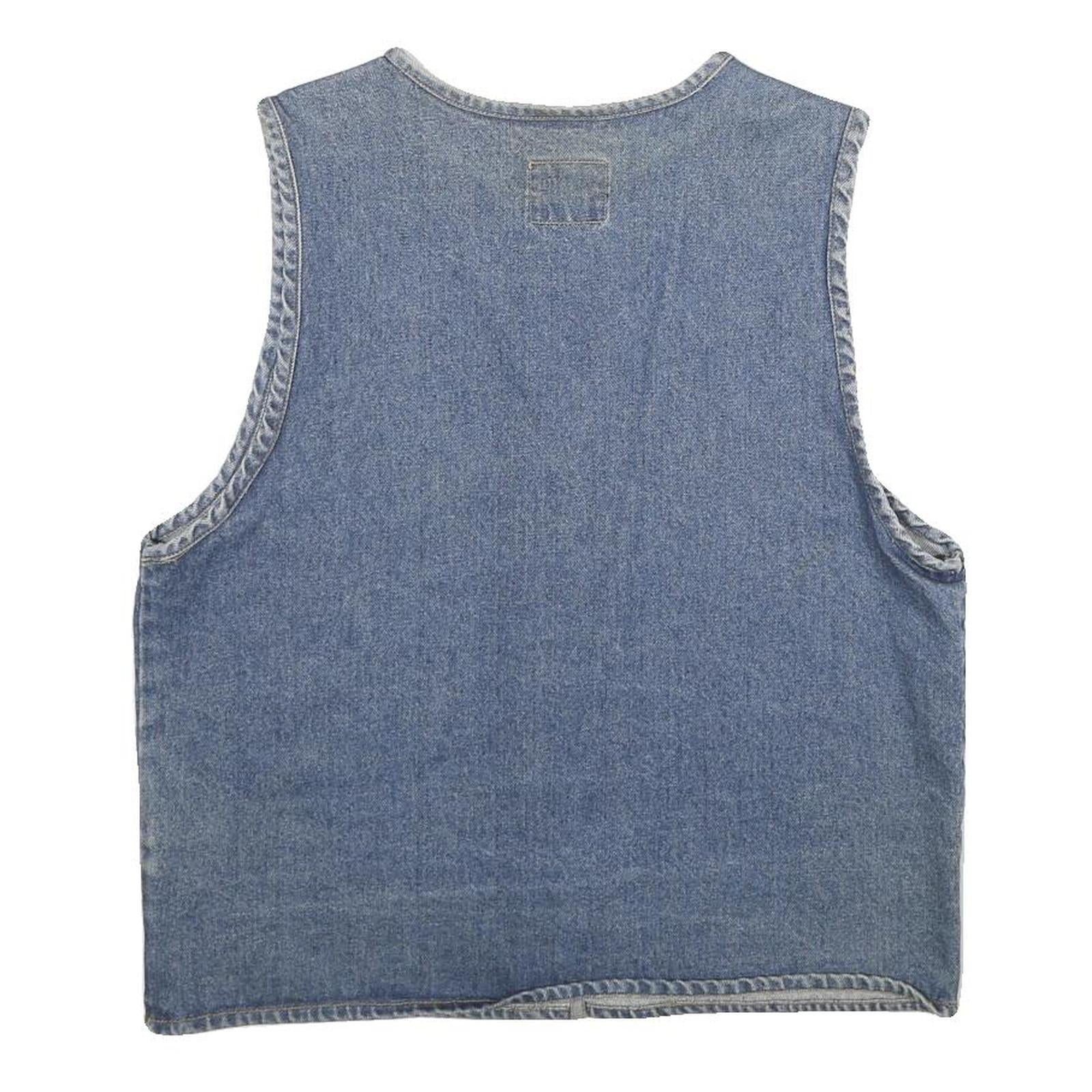 JEAN BLUE Womens Blue Denim Jacket M Cotton Button Plain Blue Pattern Vintage