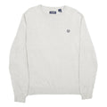 CHAPS Mens White Plain Jumper Crew Neck Basic Knit L Classic Cotton Knitwear