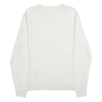 CHAPS Mens White Plain Jumper Crew Neck Basic Knit L Classic Cotton Knitwear