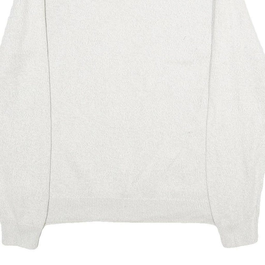 CHAPS Mens White Plain Jumper Crew Neck Basic Knit L Classic Cotton Knitwear