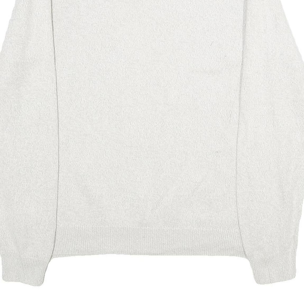 CHAPS Mens White Plain Jumper Crew Neck Basic Knit L Classic Cotton Knitwear