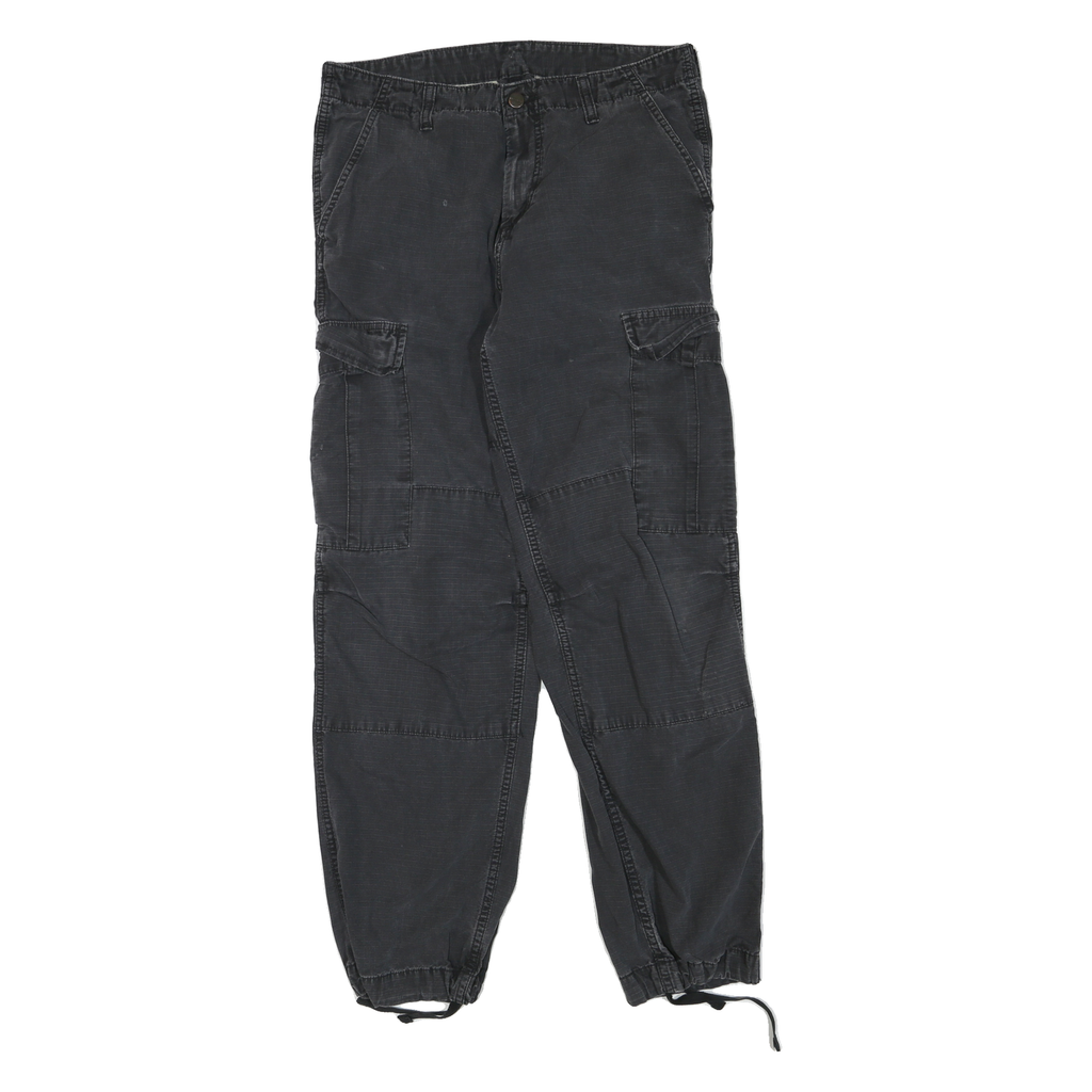 CARHARTT Mens Regular Cotton Blend Cargo Black Jeans W32 L32 Workwear Zip