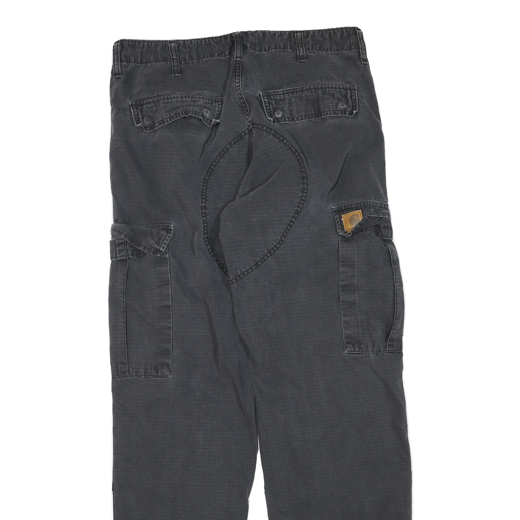 CARHARTT Mens Regular Cotton Blend Cargo Black Jeans W32 L32 Workwear Zip