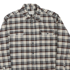 JACHS Mens Grey & Brown Check Shirt L Cotton Blend Casual Long Sleeve Button