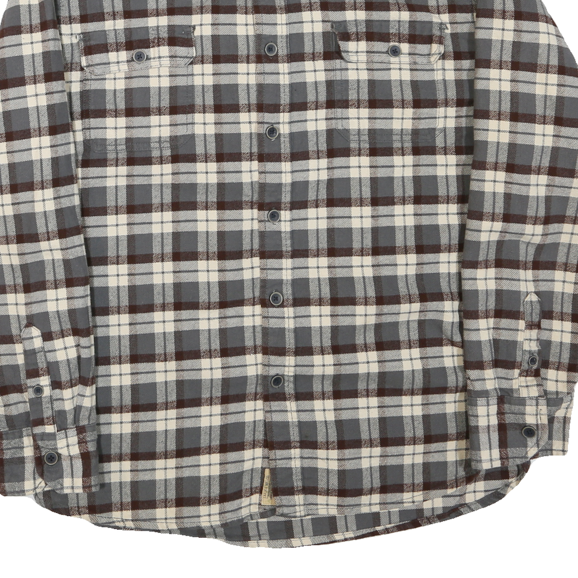 JACHS Mens Grey & Brown Check Shirt L Cotton Blend Casual Long Sleeve Button