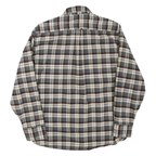 JACHS Mens Grey & Brown Check Shirt L Cotton Blend Casual Long Sleeve Button
