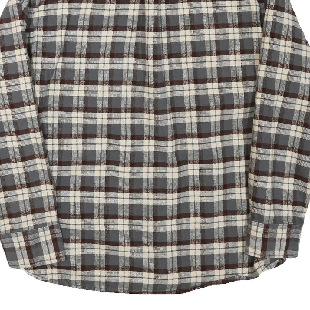 JACHS Mens Grey & Brown Check Shirt L Cotton Blend Casual Long Sleeve Button