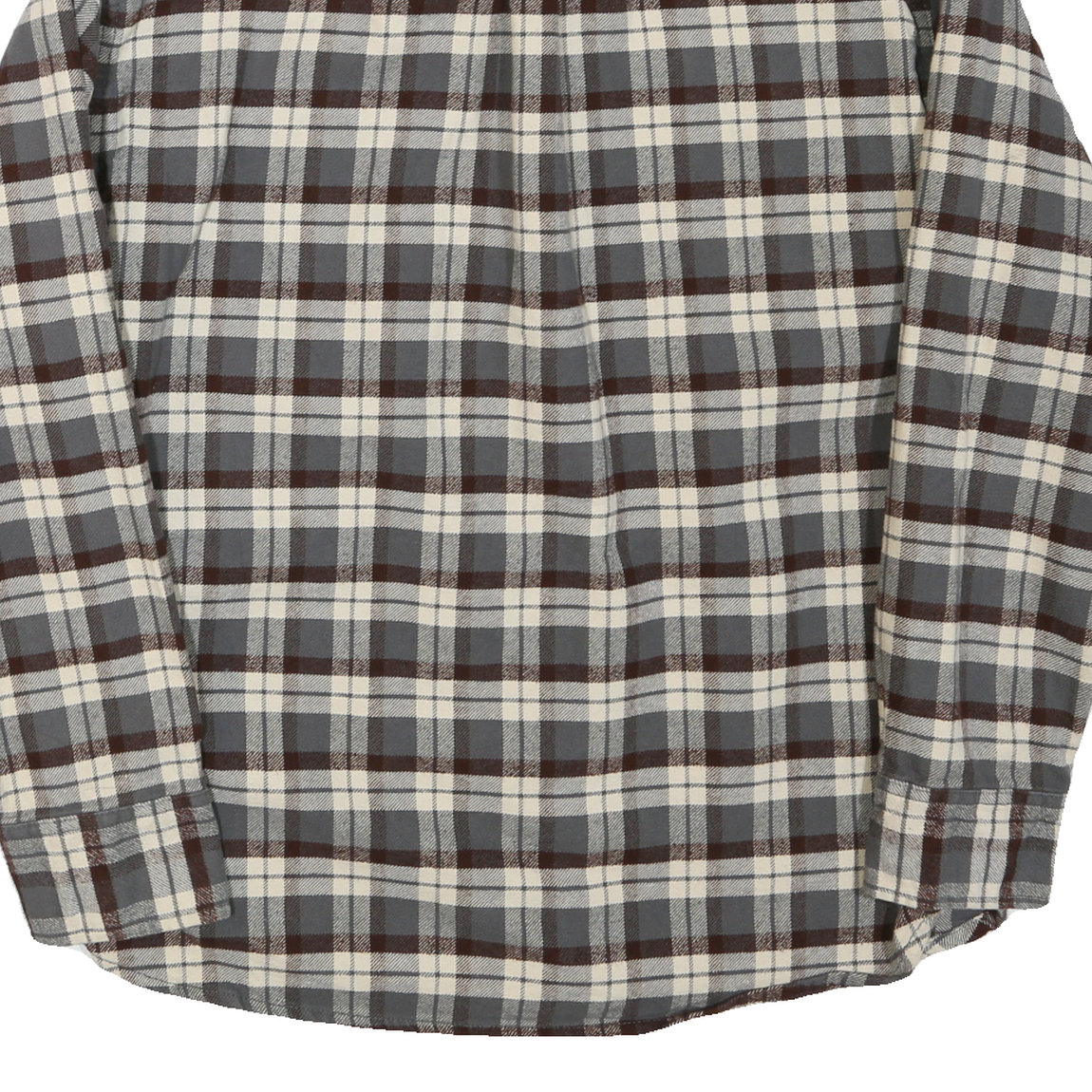 JACHS Mens Grey & Brown Check Shirt L Cotton Blend Casual Long Sleeve Button