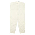 LAUREN RALPH LAUREN Womens Relaxed Beige Cotton Blend Trousers W33 L27 Zip