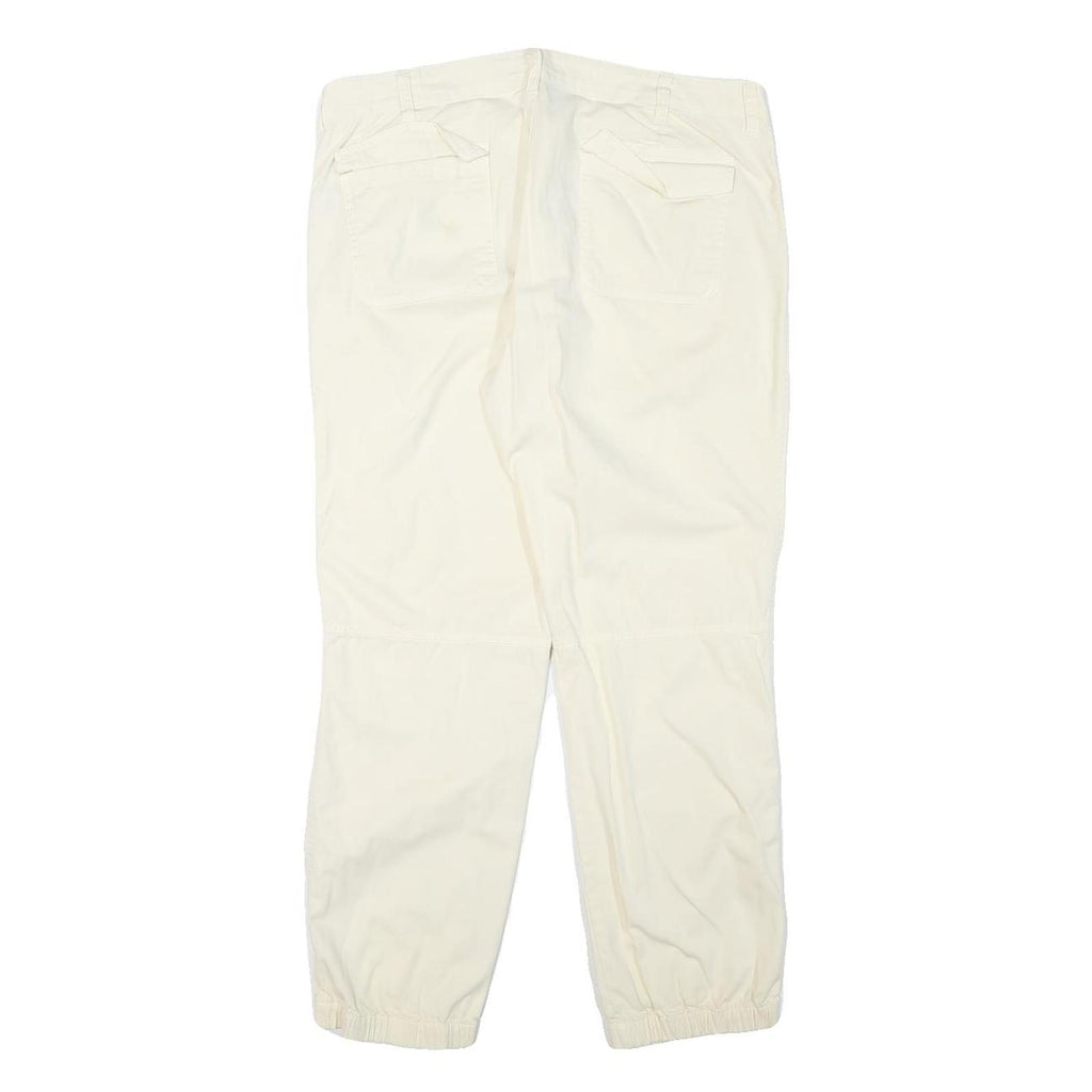 LAUREN RALPH LAUREN Womens Relaxed Beige Cotton Blend Trousers W33 L27 Zip