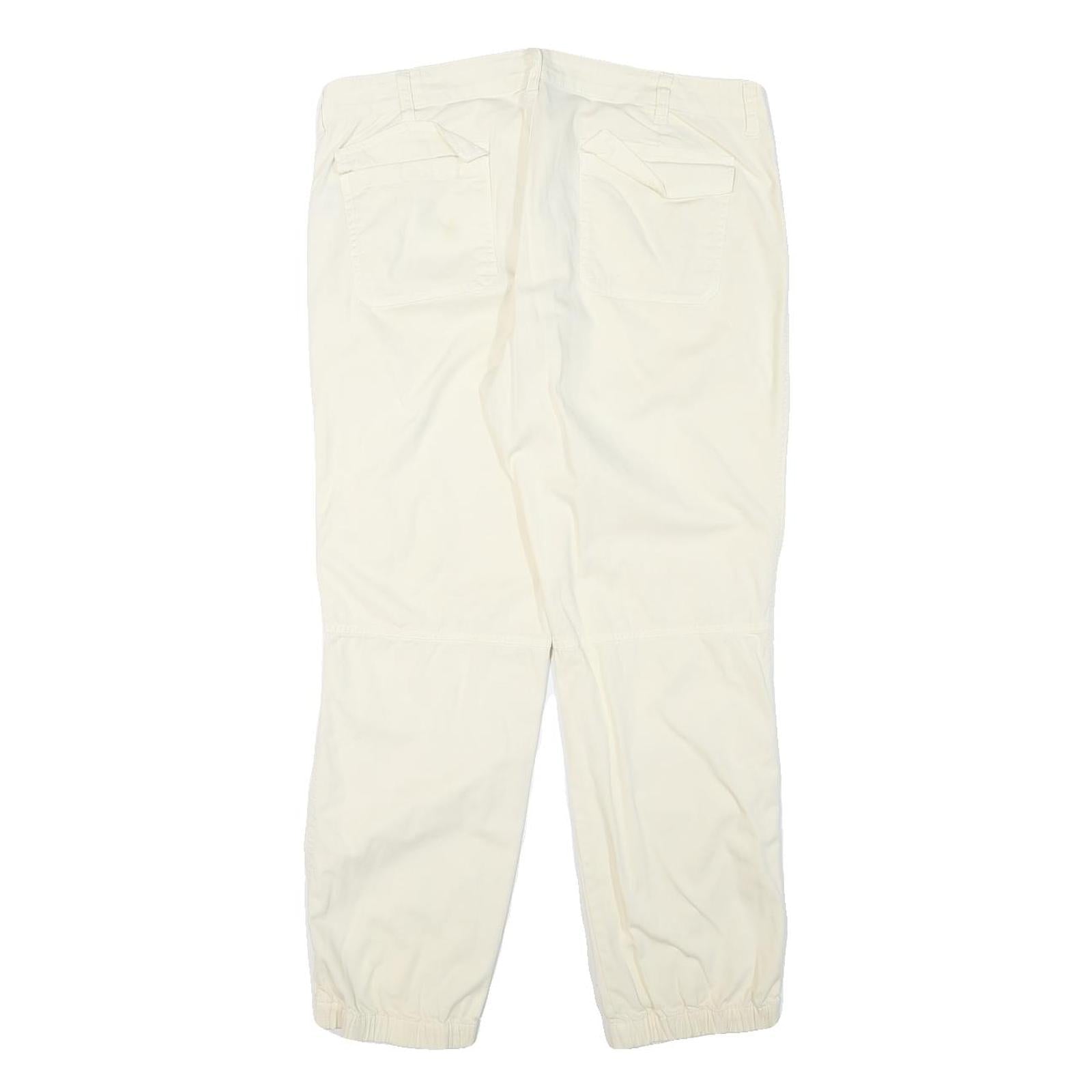 LAUREN RALPH LAUREN Womens Relaxed Beige Cotton Blend Trousers W33 L27 Zip