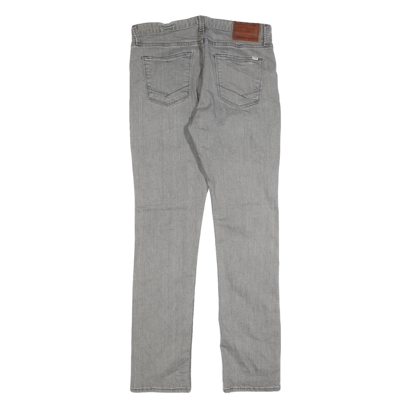 VANS Mens Jeans Grey Slim Skinny Denim W32 L32 Zip Cotton Casual Streetwear