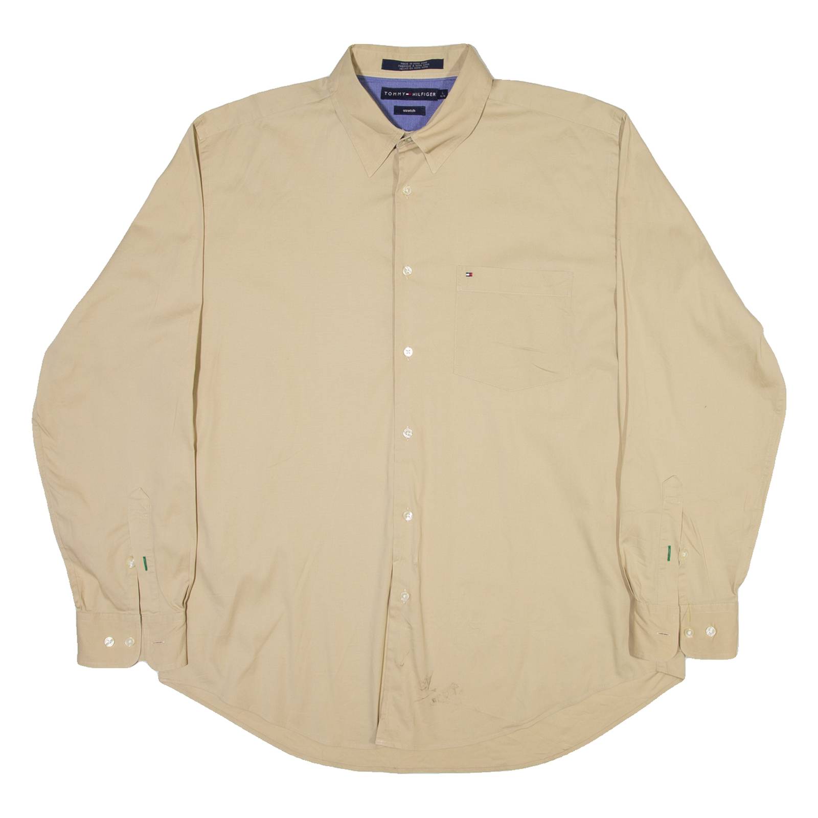 TOMMY HILFIGER Mens Plain Shirt Brown Long Sleeve L