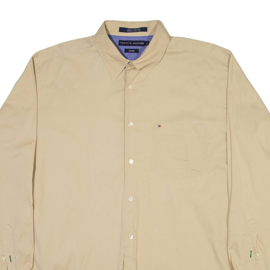 TOMMY HILFIGER Mens Plain Shirt Brown Long Sleeve L