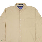TOMMY HILFIGER Mens Plain Shirt Brown Long Sleeve L