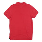 TOMMY HILFIGER Mens Red Short Sleeve Plain Polo Shirt S Casual