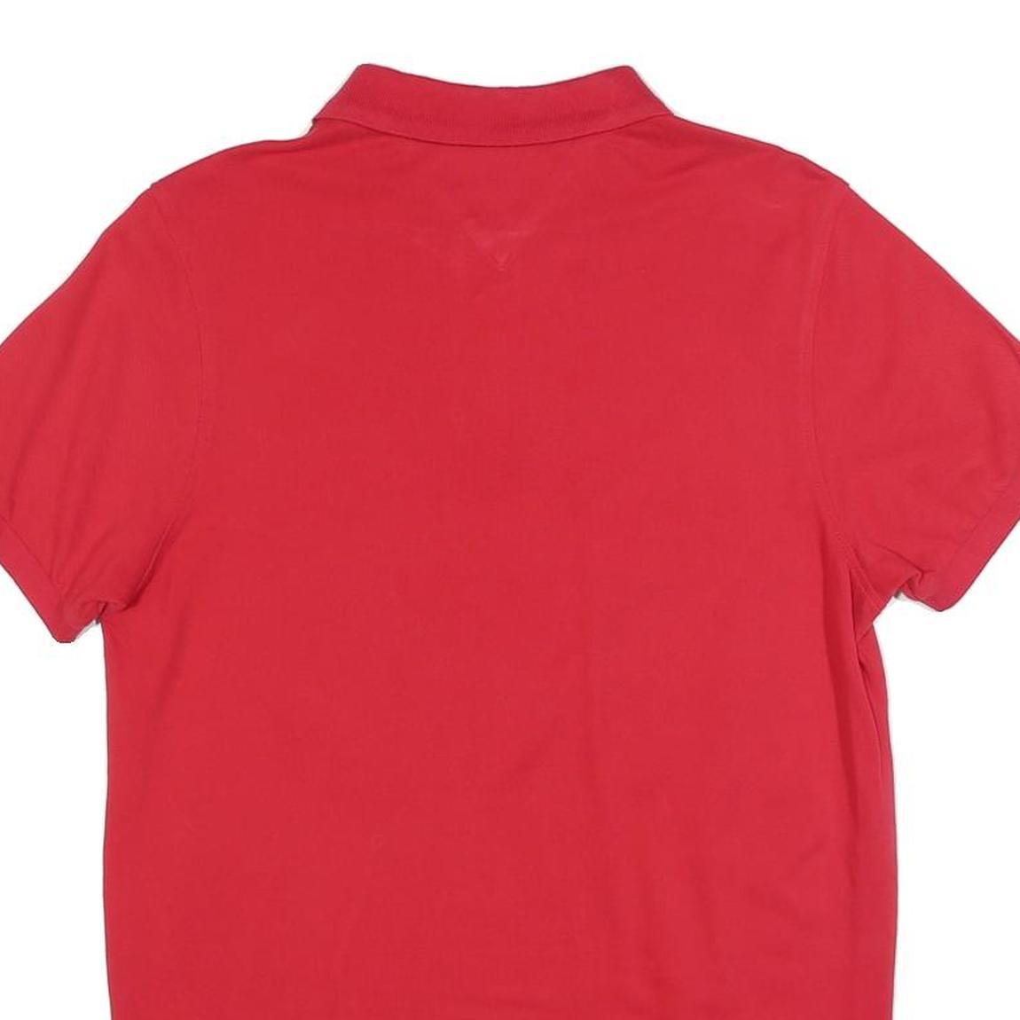 TOMMY HILFIGER Mens Red Short Sleeve Plain Polo Shirt S Casual