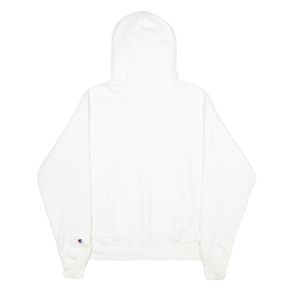 CHAMPION REVERSE WEAVE Mens White Pullover Hoodie S Embroidered Logo Drawstring