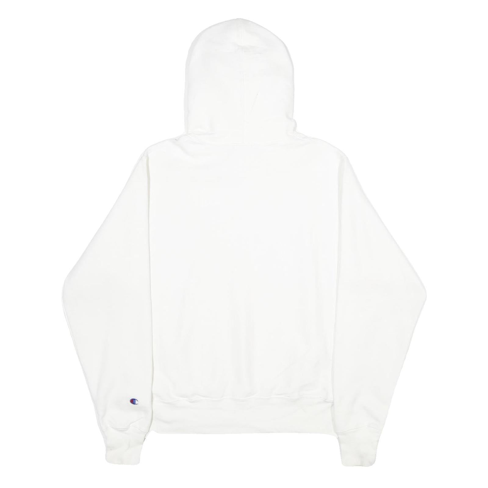CHAMPION REVERSE WEAVE Mens White Pullover Hoodie S Embroidered Logo Drawstring