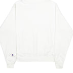 CHAMPION REVERSE WEAVE Mens White Pullover Hoodie S Embroidered Logo Drawstring