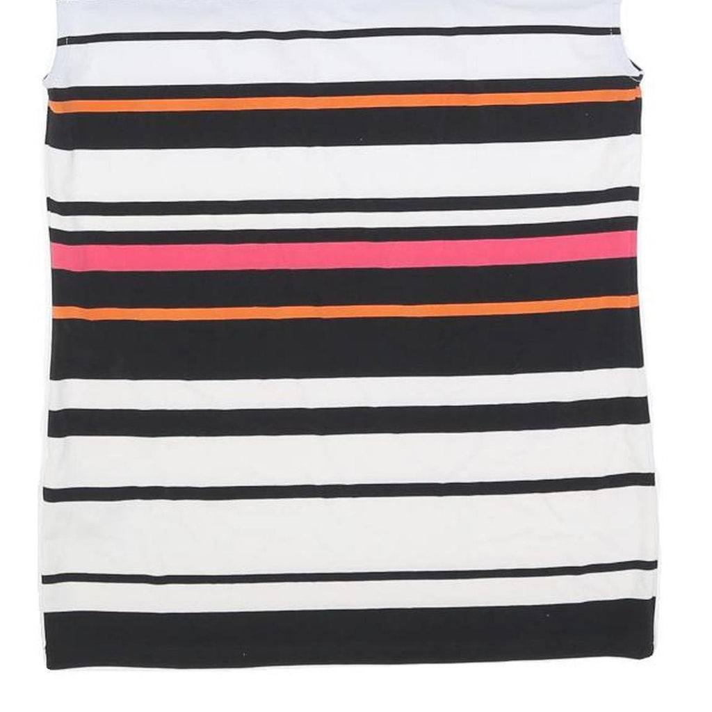 CALVIN KLEIN Womens Black White Pink Orange Striped Sleeveless Crew Neck Top XS