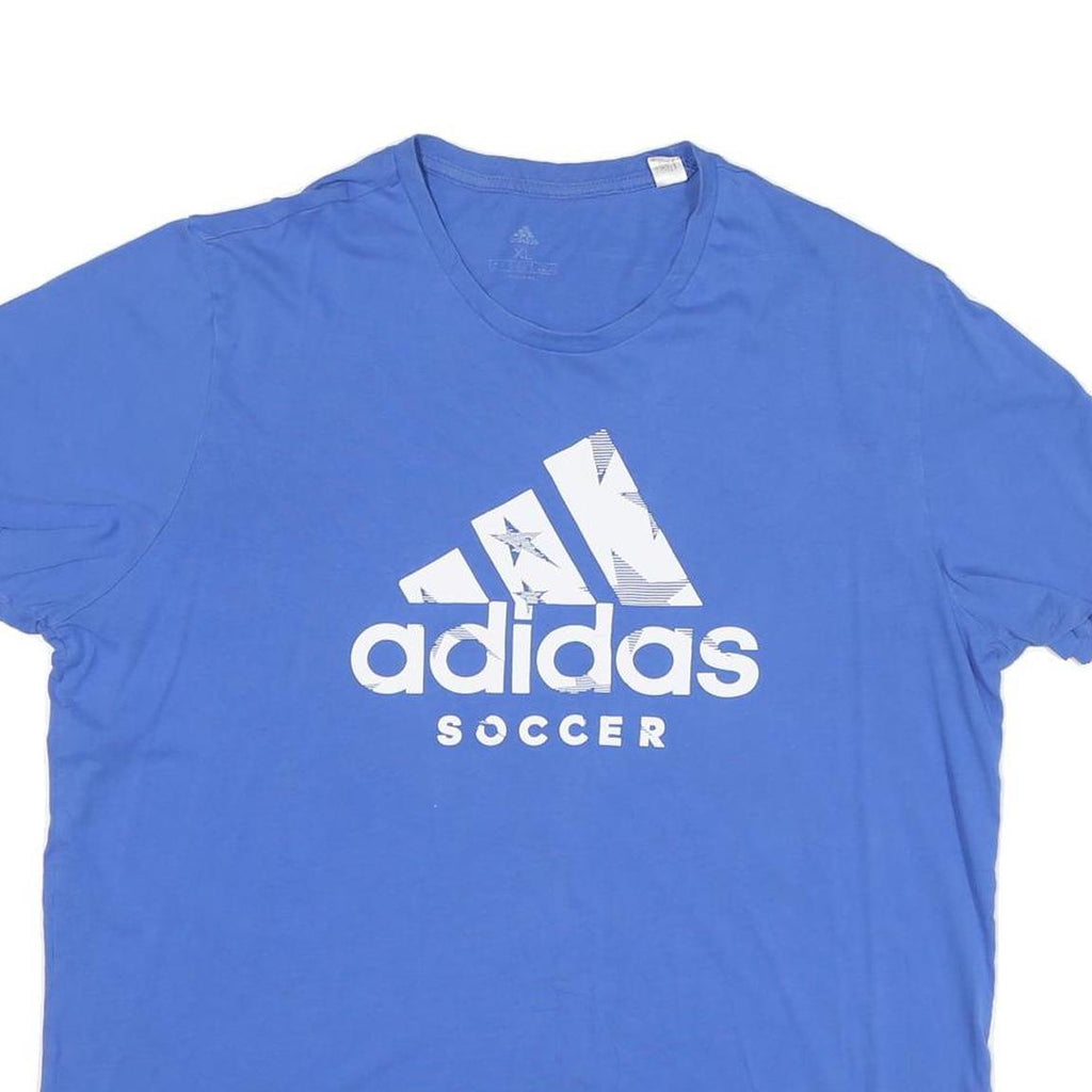 ADIDAS Mens Blue Soccer Graphic T-Shirt XL Short Sleeve Crew Neck Casual