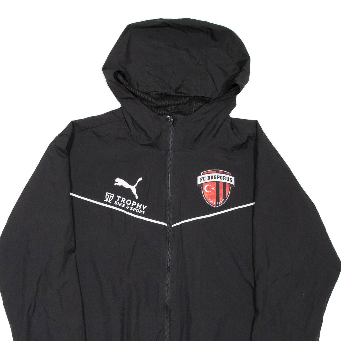 PUMA FC BOSPORUS Mens Rain Jacket Black Hooded M