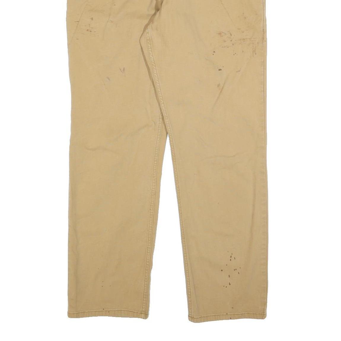 CARHARTT Mens Cotton Blend Beige Relaxed Straight Trousers W38 L32 Workwear Zip