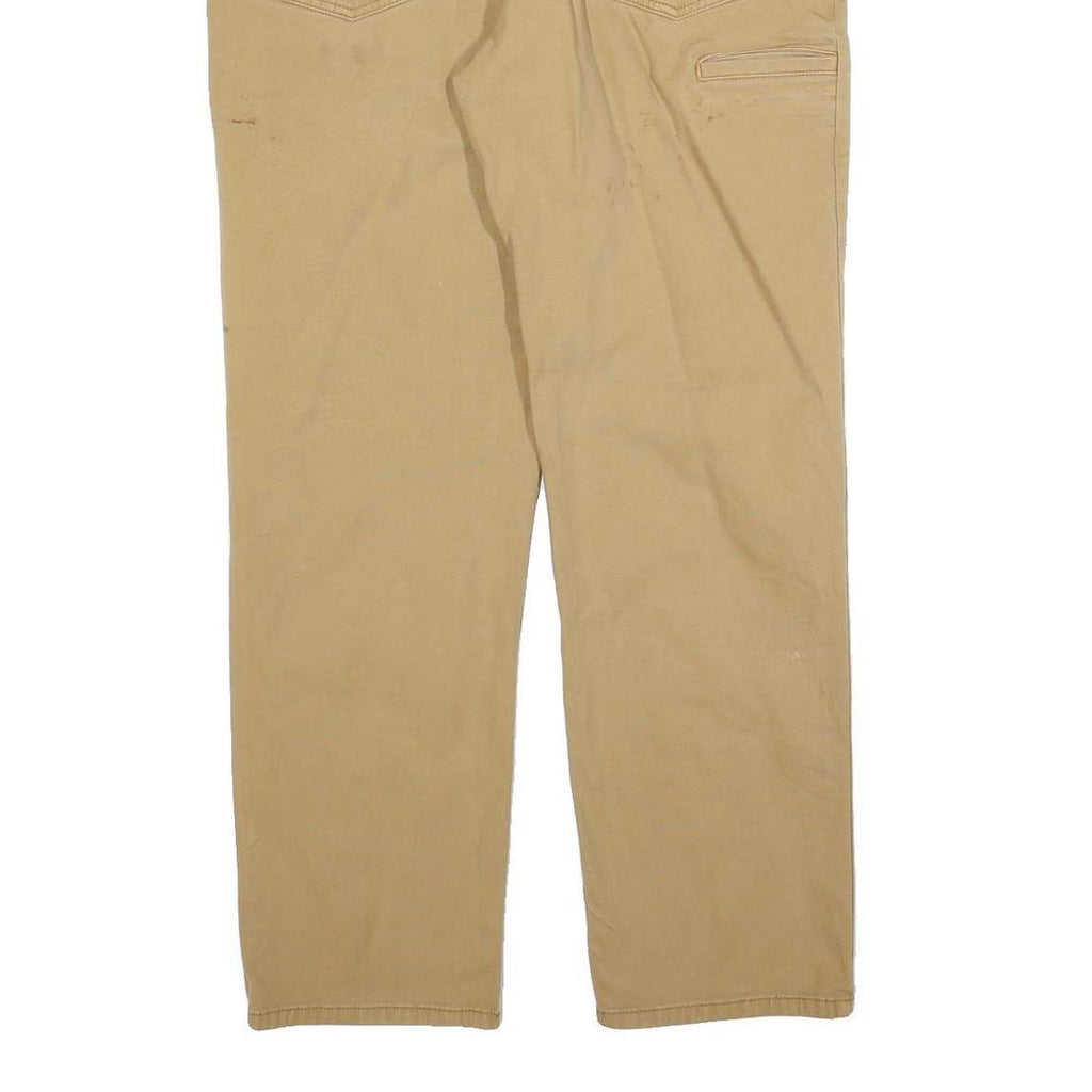 CARHARTT Mens Cotton Blend Beige Relaxed Straight Trousers W38 L32 Workwear Zip