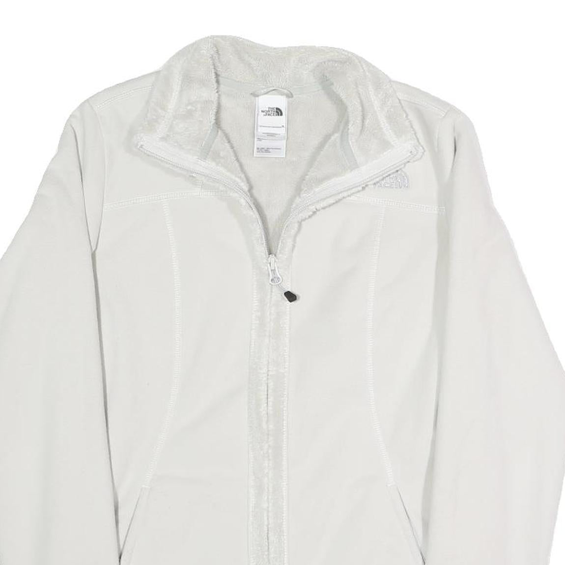 THE NORTH FACE Womens White Softshell Jacket S Polyester Blend Zip Casual