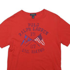POLO RALPH LAUREN Boys Red Graphic T-Shirt 14-15Y Short Sleeve Crew Neck Cotton