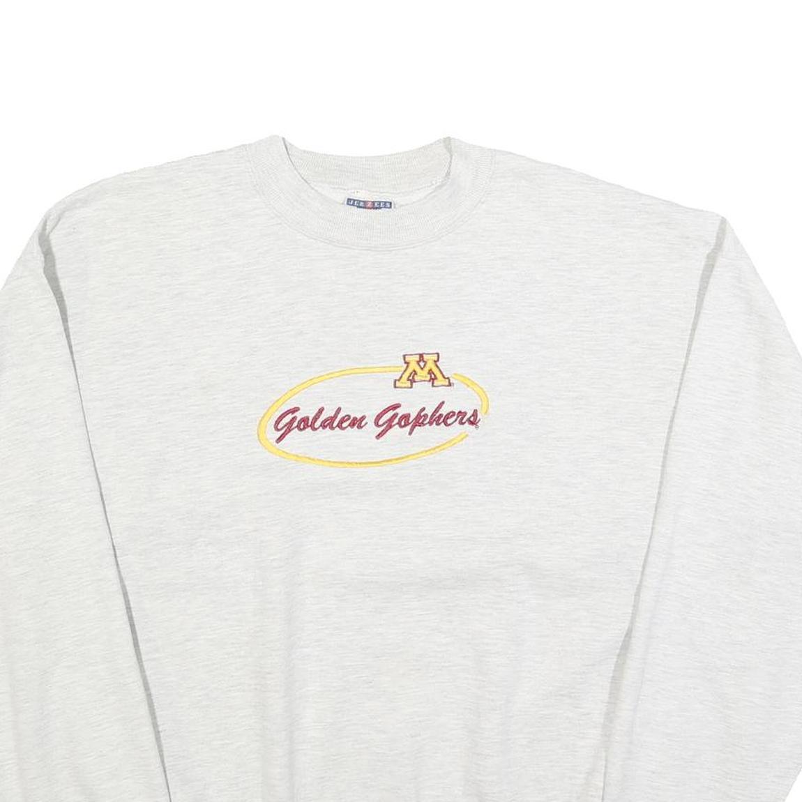 JERZEES Mens White Golden Gophers Crew Neck XL Cotton Blend Sweatshirt