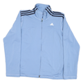 ADIDAS Womens Blue Lightweight Zip Jacket L Polyester Blend Plain Sportswear