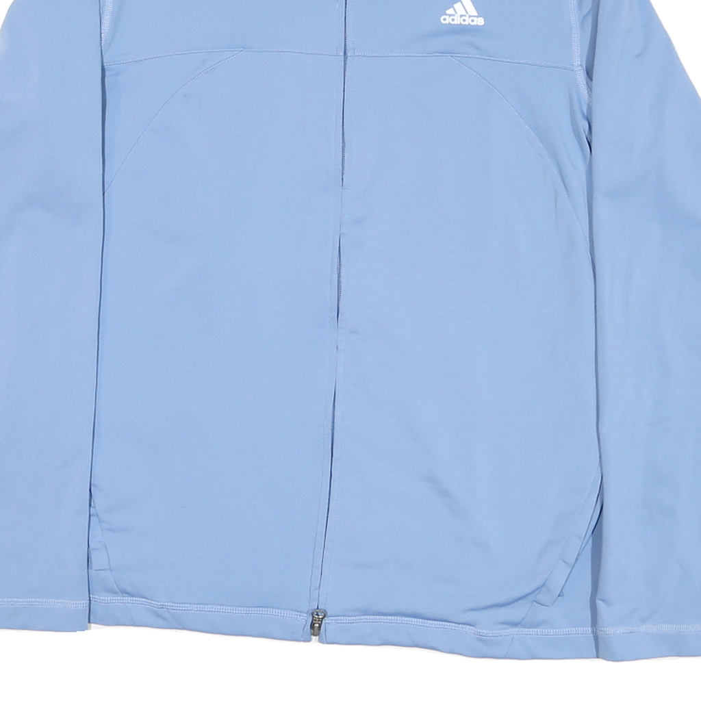 ADIDAS Womens Blue Lightweight Zip Jacket L Polyester Blend Plain Sportswear