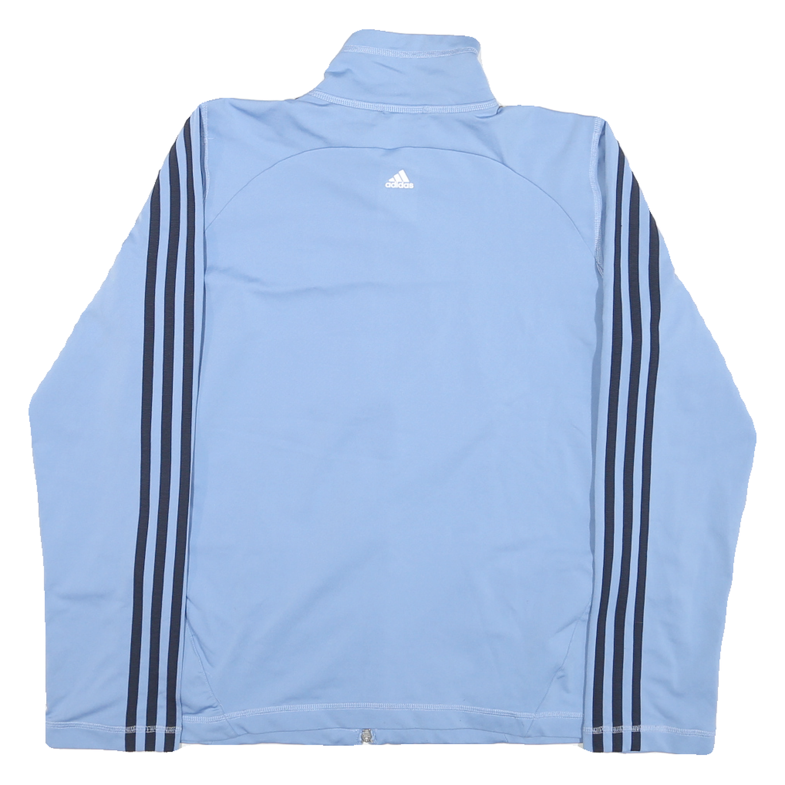 ADIDAS Womens Blue Lightweight Zip Jacket L Polyester Blend Plain Sportswear