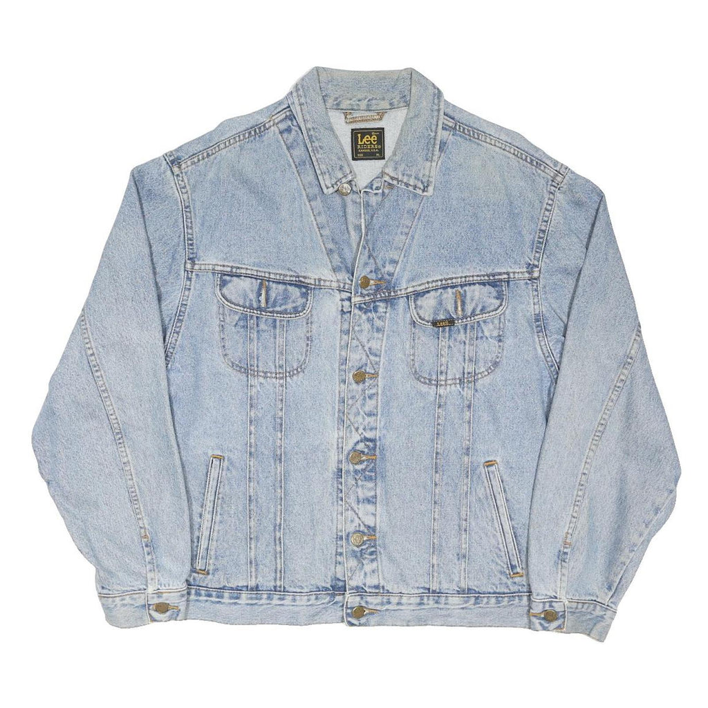 LEE Mens Blue Denim Jacket XL Cotton Blend Button Closure Classic Fit Casual