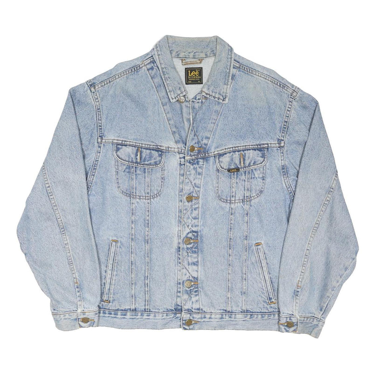 LEE Mens Blue Denim Jacket XL Cotton Blend Button Closure Classic Fit Casual