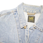 LEE Mens Blue Denim Jacket XL Cotton Blend Button Closure Classic Fit Casual