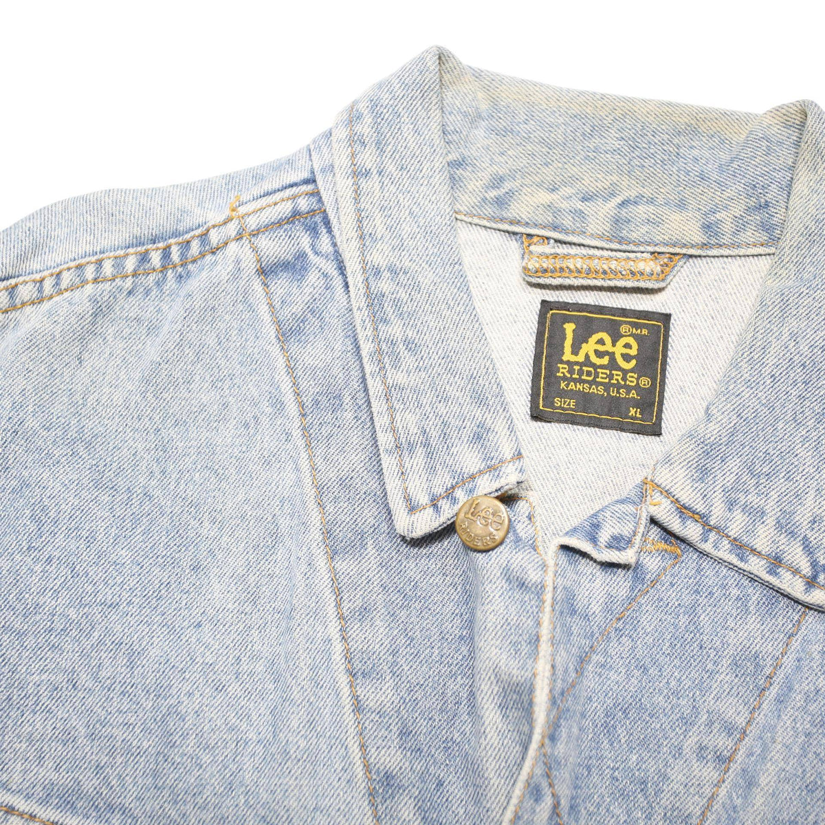 LEE Mens Blue Denim Jacket XL Cotton Blend Button Closure Classic Fit Casual