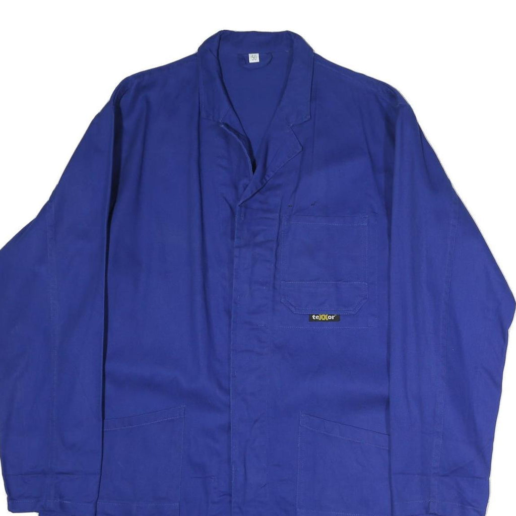 TEXXOR Mens Blue Workwear Cotton Blend Jacket XL Plain Button Closure